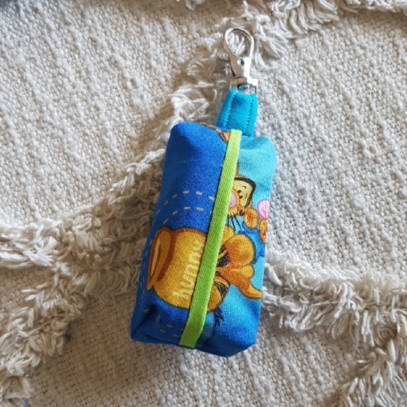 Doggy Poo Bag Blue & Yellow Disney Winnie The Pooh Tigger & Roo Handsewn Pouch - Picture 1 of 4